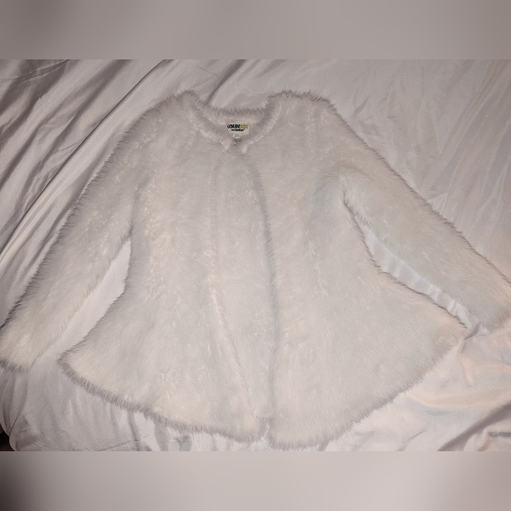 Soft white fuzzy open sweater